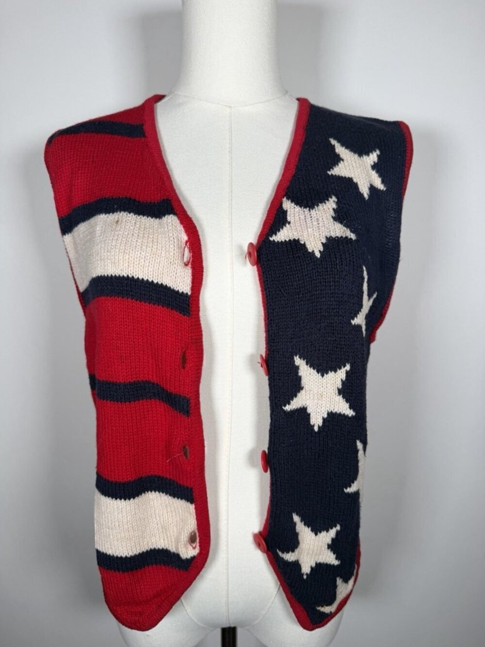 Vintage 90s The Limited patriotic stars stripes retro knit vest M/L festival USA